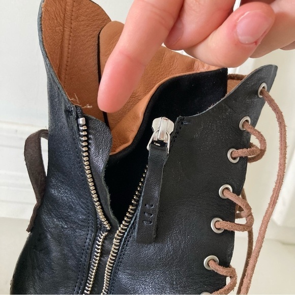 We The Free Canyon Lace Up Black Leather Heeled Boots Sz 37 - Picture 6 of 8